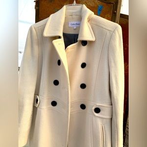Calvin Klein size 8 white pea coat